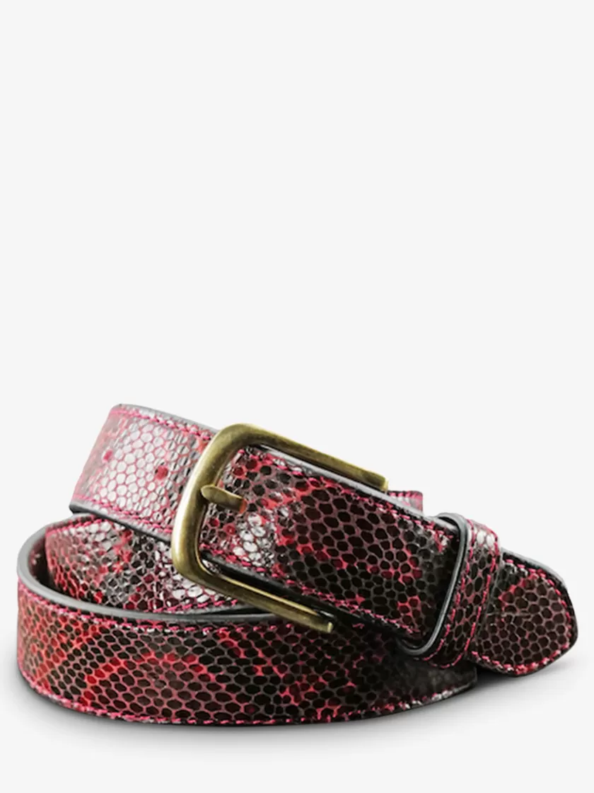LaCeinture à Boucle Python - Garnet Red | PAUL MARIUS Discount