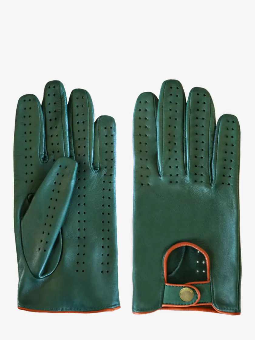 Racing Gloves Men - Dark Green / Light Brown | PAUL MARIUS Store