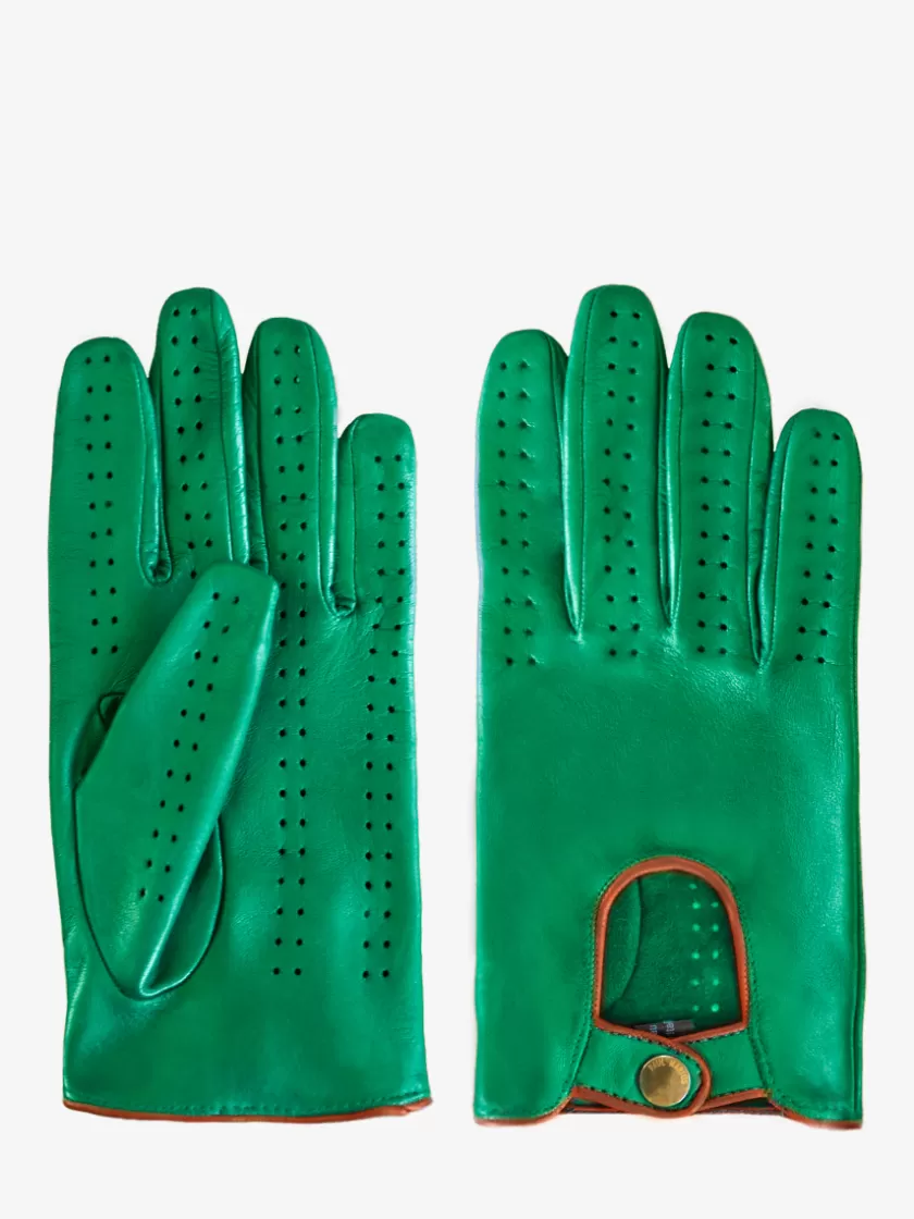 Racing Gloves Men - Green / Light Brown | PAUL MARIUS Cheap