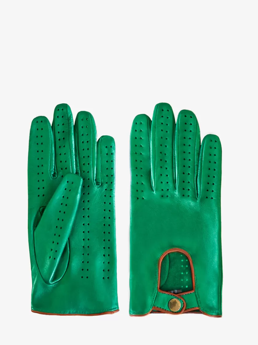 Racing Gloves Women - Green / Light Brown | PAUL MARIUS Online